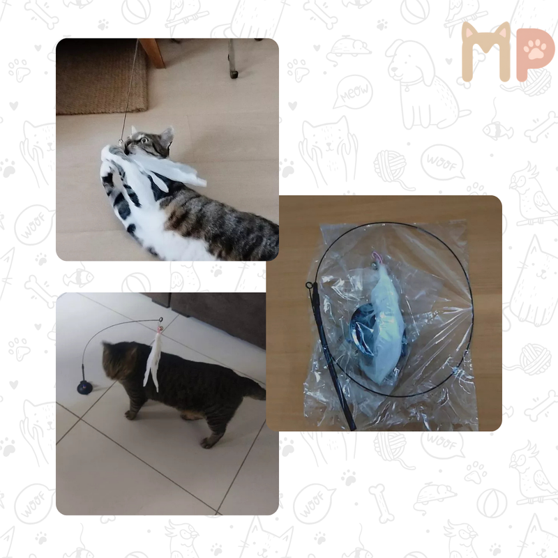 Varinha Interativa com Penas e Sino – Diversão que Estimula o Instinto Natural do Seu Gato