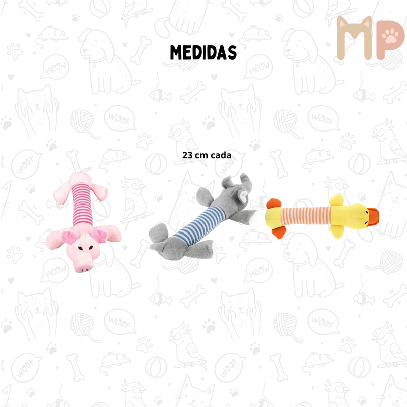 Kit com 3 Brinquedos de Pelúcia com Apito para Cães – Diversão, Conforto e Estímulo Sonoro