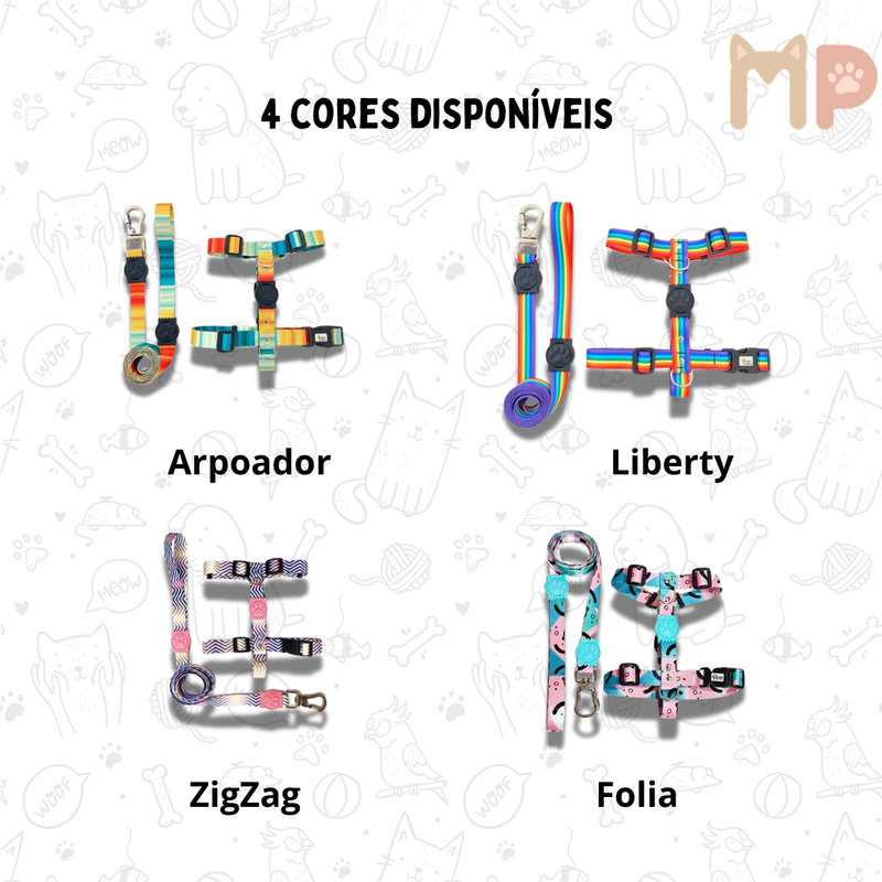 Peitoral Anti Puxão + Guia 2,20 m – Combo Explora