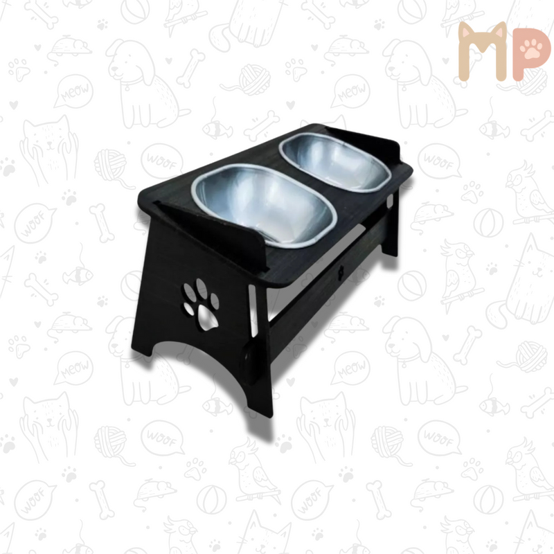 Comedouro Pet Elevado Duplo com Tigelas Plásticas 250ml – Conforto e Saúde na Alimentação do Seu Pet