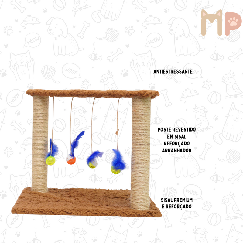 Arranhador com Brinquedos Interativos – Diversão e Estímulo para o Seu Gato